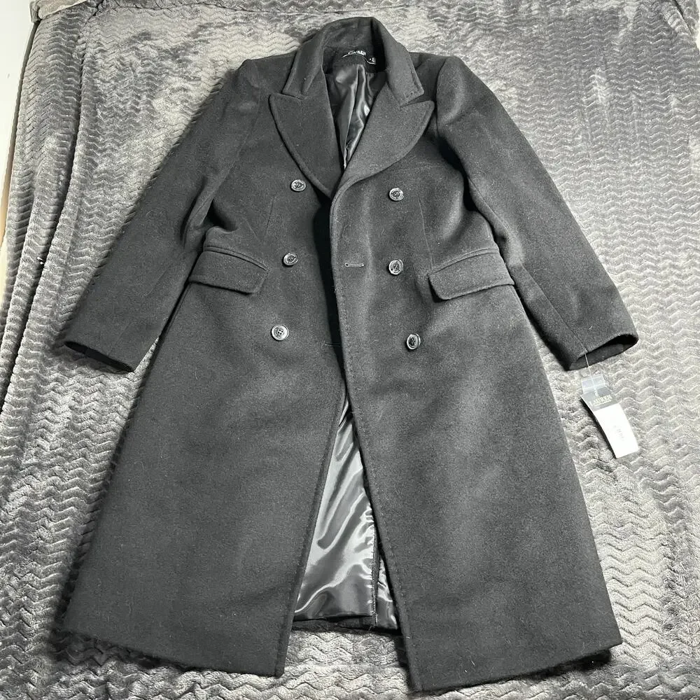 Lauren Ralph Lauren Black Wool Blend Long Coat Double Breasted Women’s Sz 6 NWT